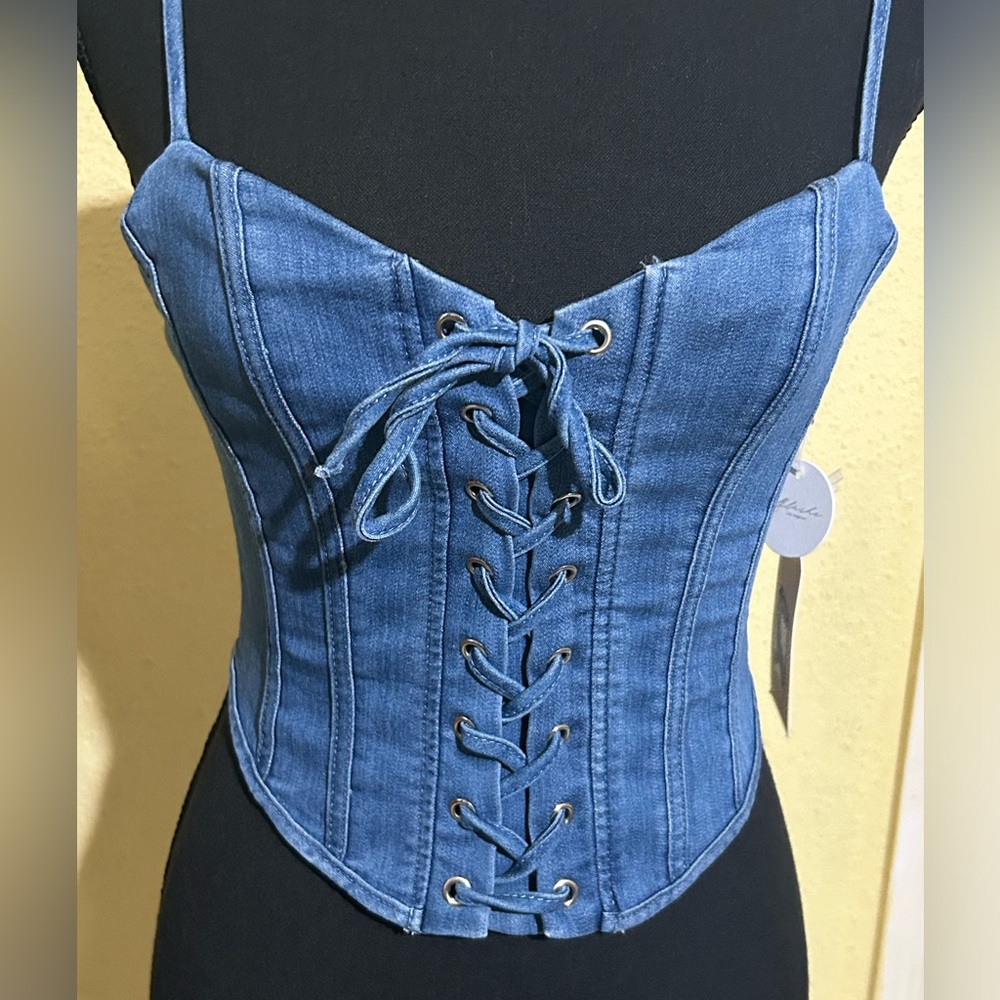 Blāshe Denim lace corset top